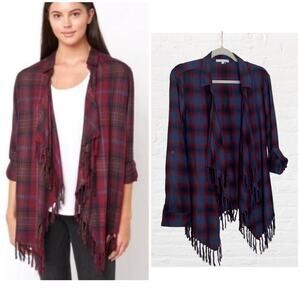 NEW Willow & Clay plaid fringe cardigan